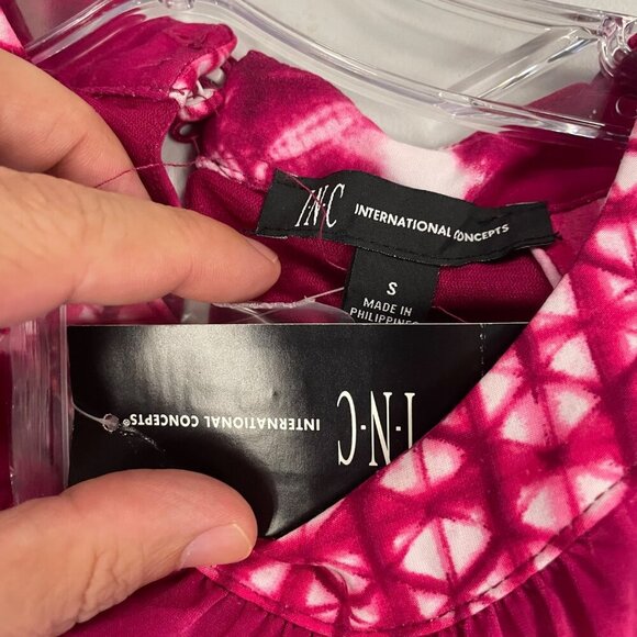 INC International Concepts Sleeveless Maxi Dress Front Slit Pink/White Small New - Picture 8 of 9